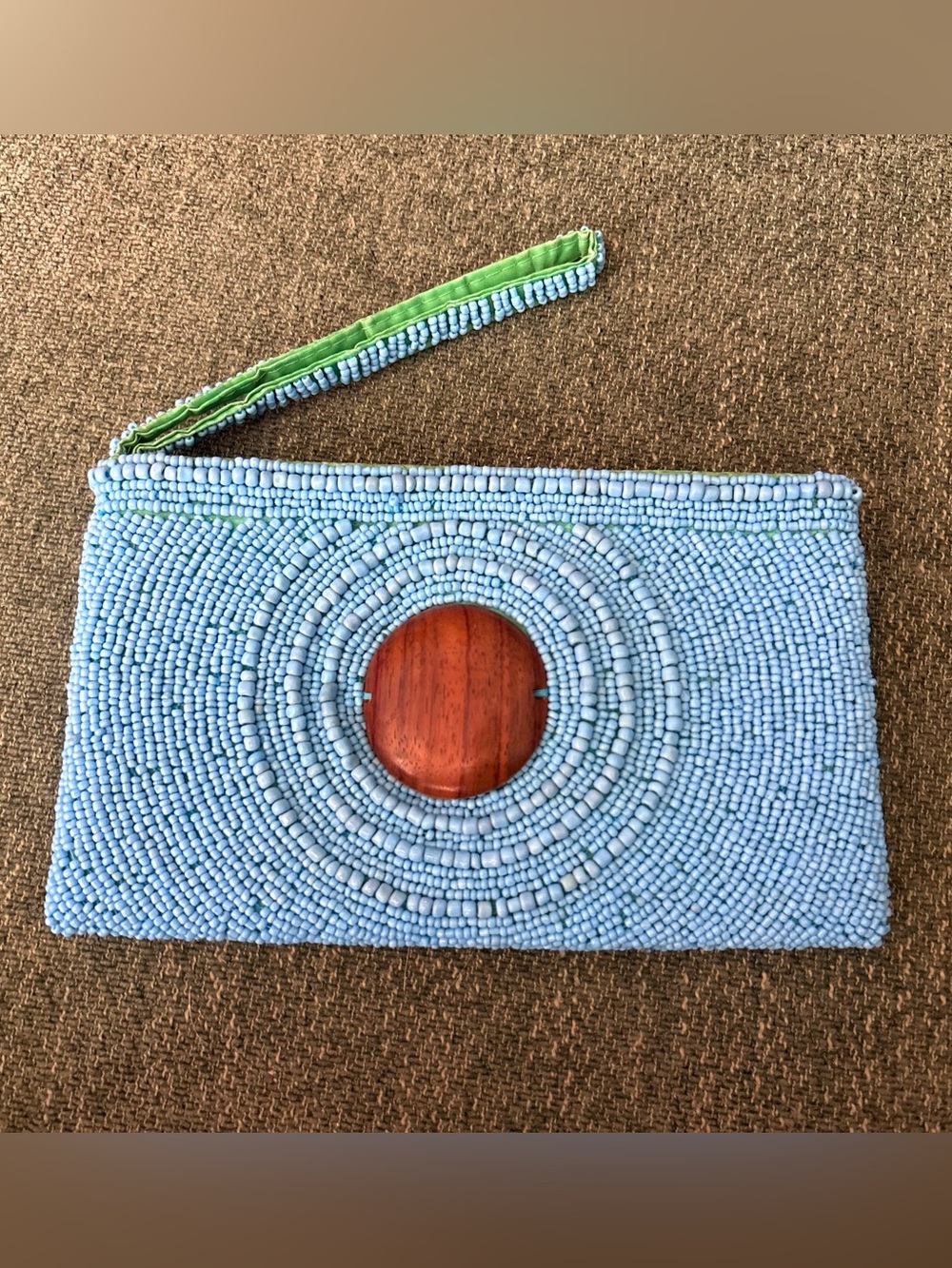 Vintage Beaded Silk Lining Wristlet Clutch